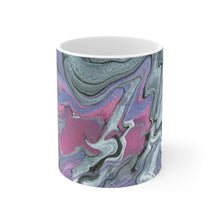 Load image into Gallery viewer, Silver, Black and Pink Swirl Canvas Ceramic Mug
