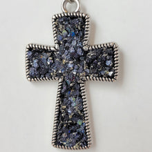 Load image into Gallery viewer, Black Druzy Cross Pendant
