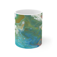 Load image into Gallery viewer, Orange, Green and Blue Swirl Canvas Ceramic Mug
