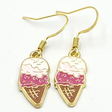 Load image into Gallery viewer, Ice Cream Cone (Pink and White) Earrings
