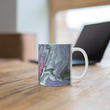 Load image into Gallery viewer, Silver, Black and Pink Swirl Canvas Ceramic Mug
