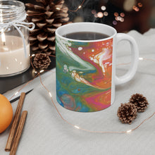 Load image into Gallery viewer, Orange, Green and Blue Swirl Canvas Ceramic Mug
