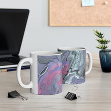 Load image into Gallery viewer, Silver, Black and Pink Swirl Canvas Ceramic Mug
