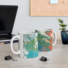 Load image into Gallery viewer, Orange, Green and Blue Swirl Canvas Ceramic Mug
