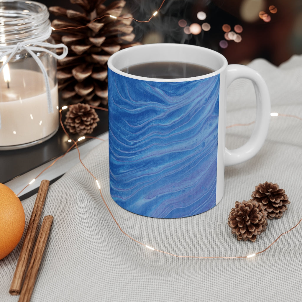 Blue and Purple Swirl Canvas Ceramic Mug